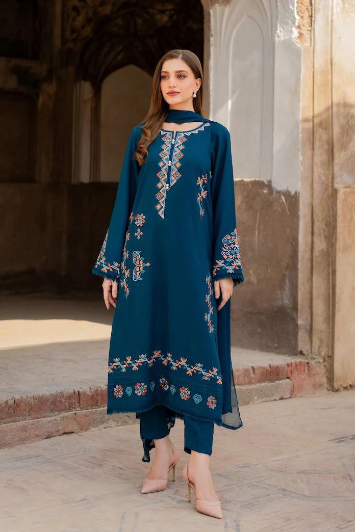 Lamaya 3Pc - Embroidered Stitched