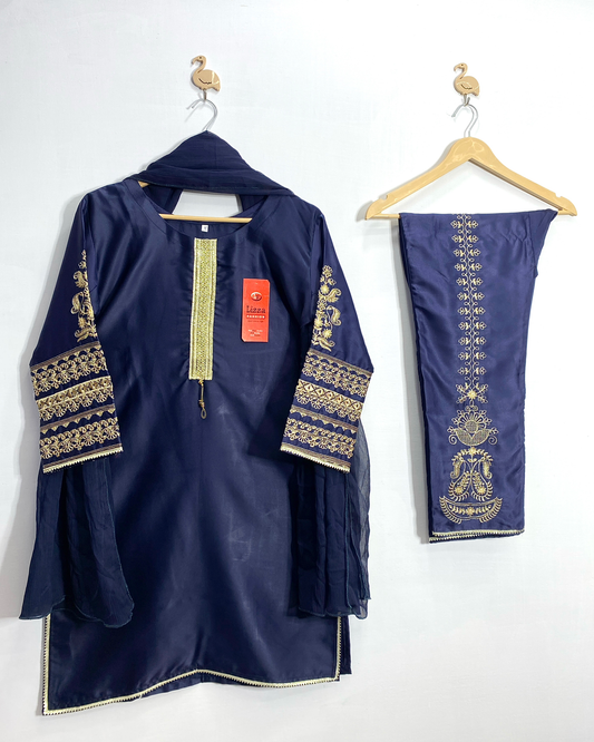 Silk ( Embroidered )  - Royal Blue