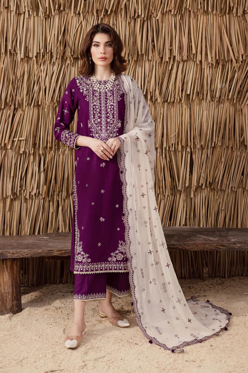 Solace 3Pc - Embroidered Stitched